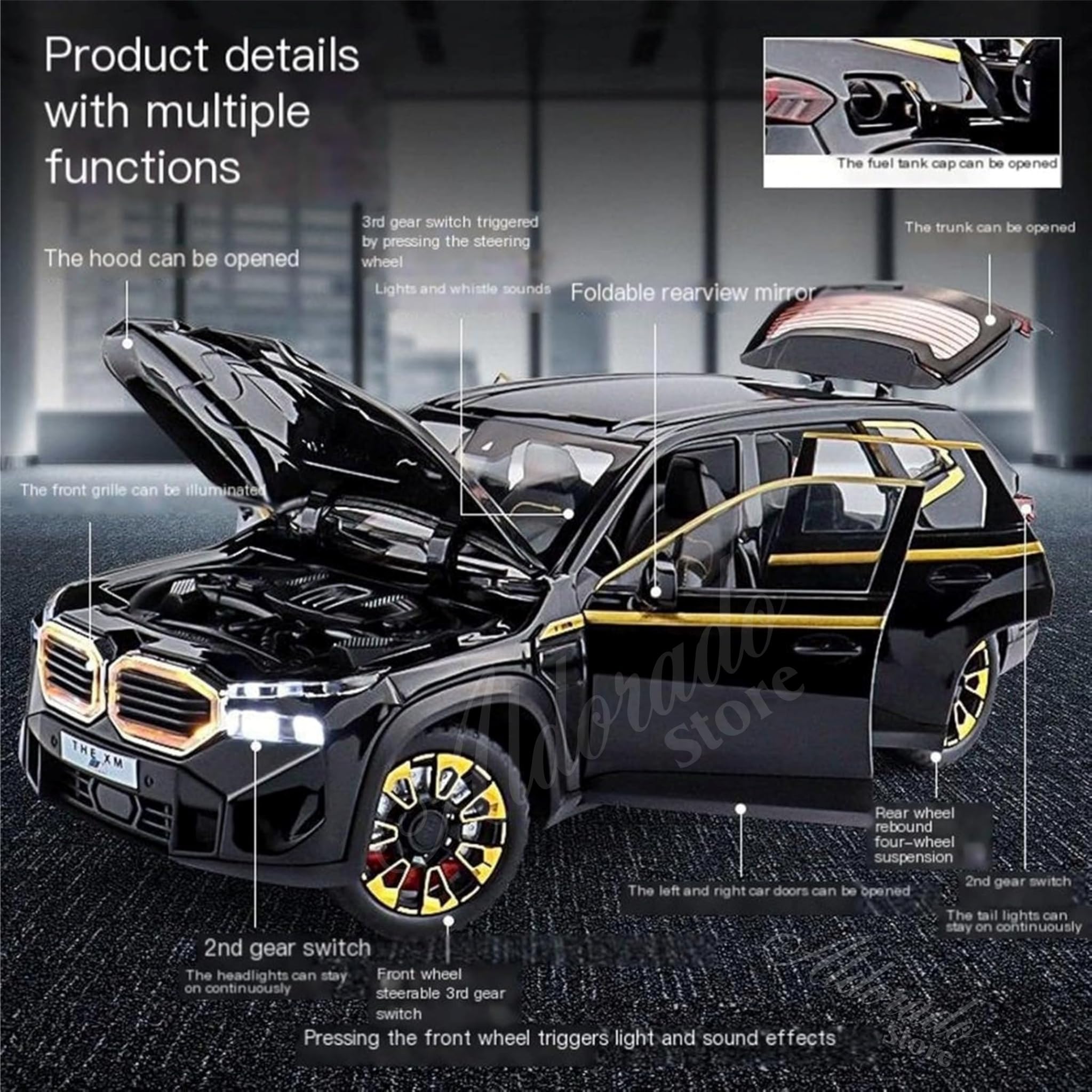 Aldorado 1:24 BMW XM Die-Cast Metal Toy Car with Pull-Back Action